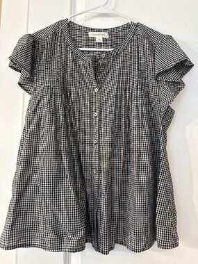 Treasure & Bond Gingham Flutter Sleeve Top